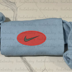 nike oval emblem swoosh embroidered sweatshirt, nike embroidered sweater, nike hoodie, unisex shirt