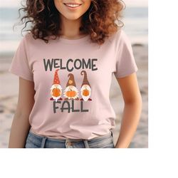 gnomes welcome fall shirt womens fall clothing hello fall shirt funny welcome autumn gnome tee cute fall sweatshirt f