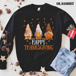 official three gnomes happy thanksgiving autumn fall pumpkin spice t-shirt - olashirt