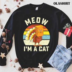 official thanksgiving funny turkey fake cat retro t-shirt - olashirt