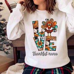 new love thankful nana shirt, family thanksgiving shirt - olashirt