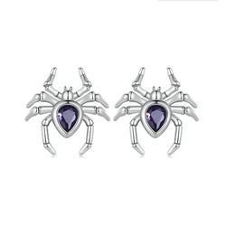 Spider earrings, Sterling silver studs, Insect lover gift