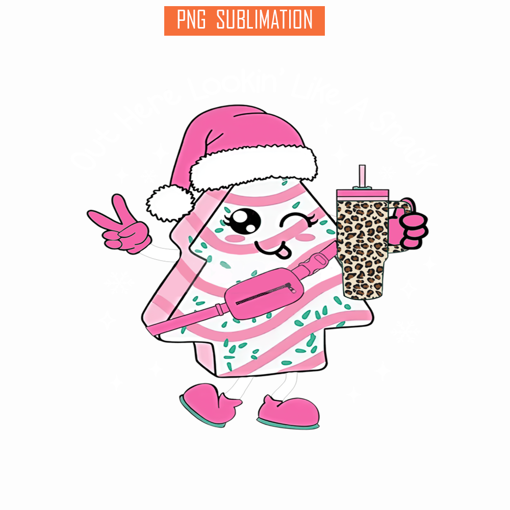 CRM07112395-Out Here Looking Like A Snack Cute Boo Jee Xmas Trees Cakes Png, Boojee Tumbler Inspired Belt Bag Png.png