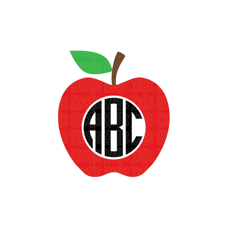 Apple Name Frame Svg, Apple Circle Monogram Frame, Teacher Svg, School Svg, Back to School svg, Png, Cut file, Cricut, Silhouette, Glowforge 1.jpg