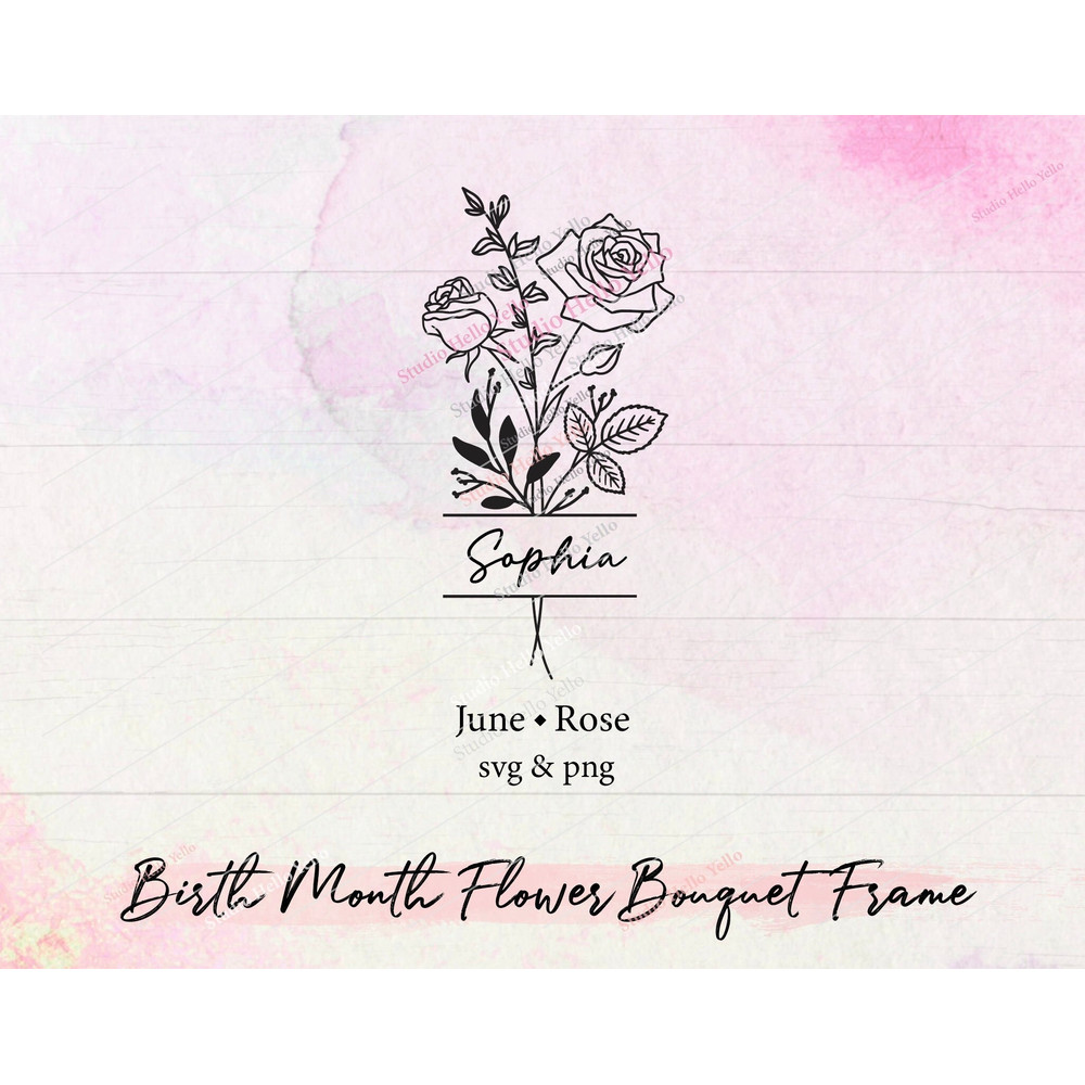 Birth Month Flower Bouquet Frame Svg, Birth Month Flower, Rose, Flower Svg, Birth flower,Flower Bouquet,flower,flowers,floral,frame,Svg,Png.jpg