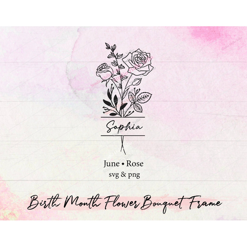 Birth Month Flower Bouquet Frame Svg, Birth Month Flower, Rose, Flower Svg, Birth flower,Flower Bouquet,flower,flowers,floral,frame,Svg,Png.jpg