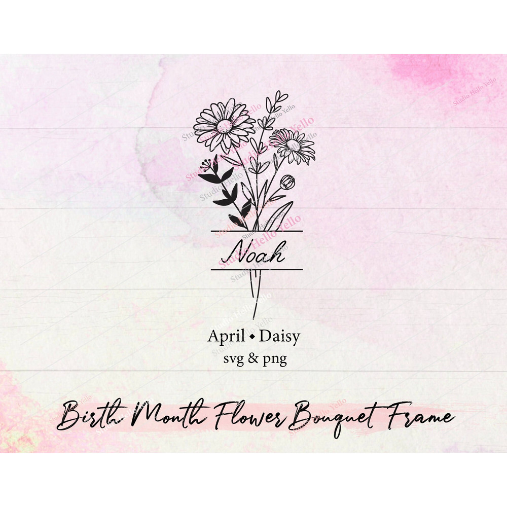 Birth Month Flower Bouquet Frame Svg, Birth Month Flower, Daisy, Flower Svg, Birth flower,Flower Bouquet,flower,flowers,floral,frame,Svg,Png.jpg