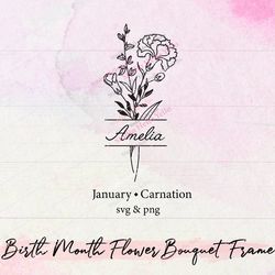 birth month flower bouquet frame svg,birth month flower,flower svg,birth flower
