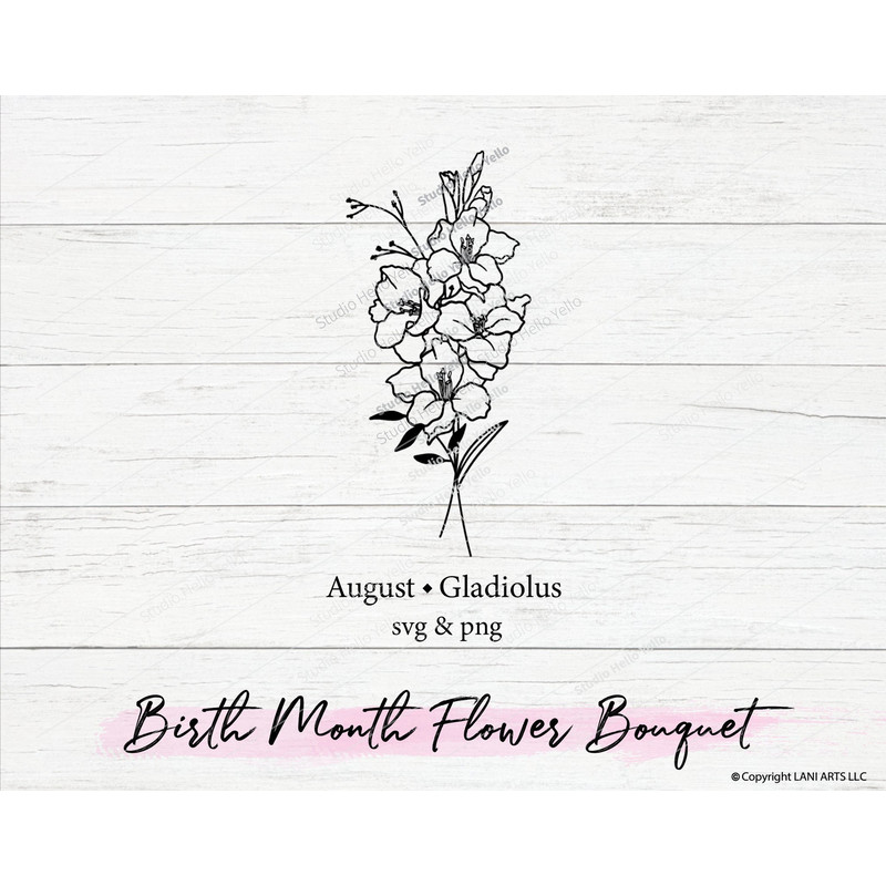 Birth Month Flower Bouquet Svg August Gladiolus Flower Svg Floral Svg Birth Month Flower Birth flower Bouquet mom flowers tattoo Svg Png.jpg
