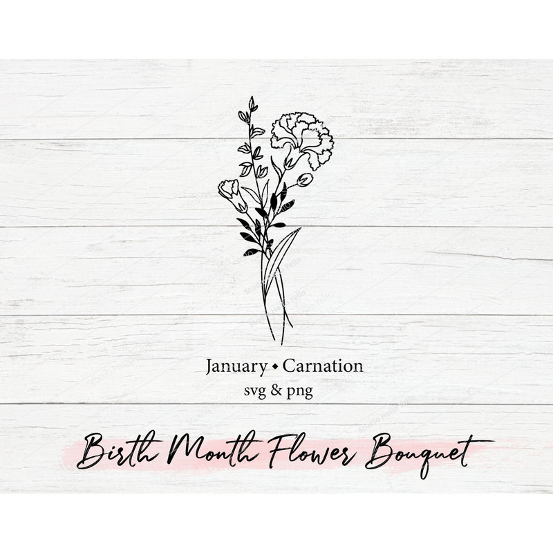 Birth Month Flower Bouquet Svg, Flower Svg,Floral Svg,Birth Month Flower,Birth flower,Flower Bouquet,flower,flowers,tattoo,Svg,Png,carnation.jpg
