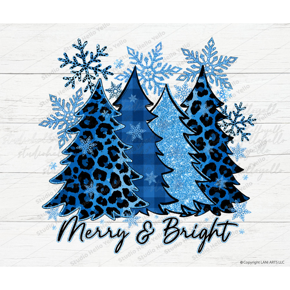Christmas Tree Png Leopard Christmas Tree Png Blue Christmas Trees Snowflake Merry and Bright sublimation designs instant digital download.jpg