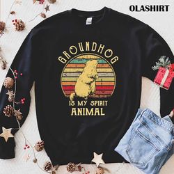groundhog is my spirit animal retro groundhog day t-shirt - olashirt