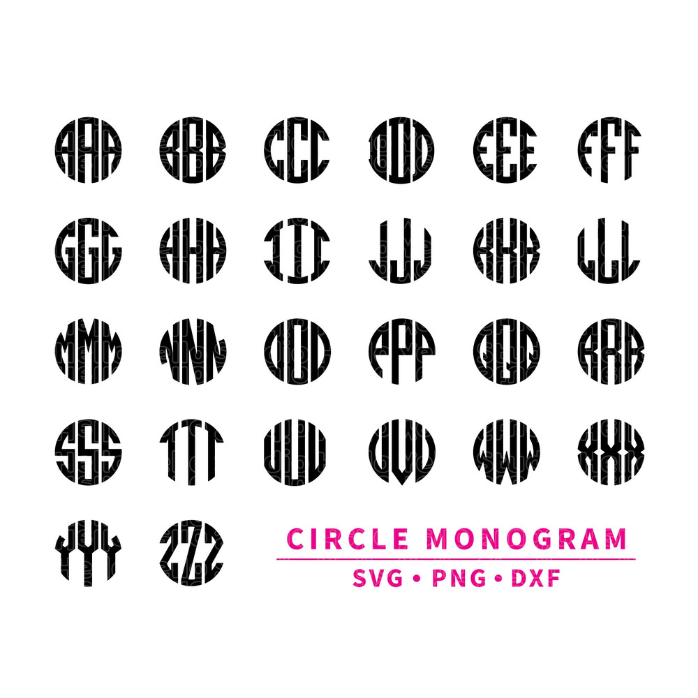 Circle Monogram Letters SVG, Monogram Alphabet, Cut File for Cricut, Glowforge, Silhouette, Digital download, clipart, cut file Svg, Png,Dxf.jpg