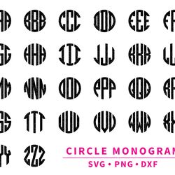 circle monogram letters svg, monogram alphabet, cut file for cricut, glowforge