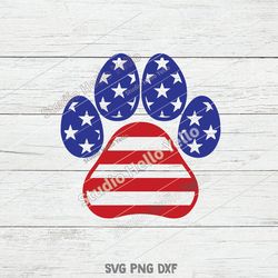 flag paw print svg, 4th of july svg, dog svg, 4th of july dog svg