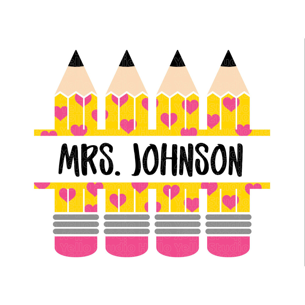 Heart Pencil Name Frame Svg, Pencil Name Frame Svg, Pencil Split Monogram Frame, Teacher Svg, School Svg, Png, Cricut,Silhouette,Glowforge 1.jpg