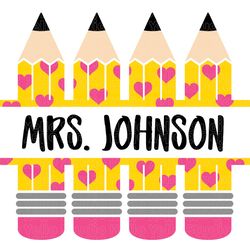 heart pencil name frame svg, pencil name frame svg, pencil split monogram frame, teacher svg