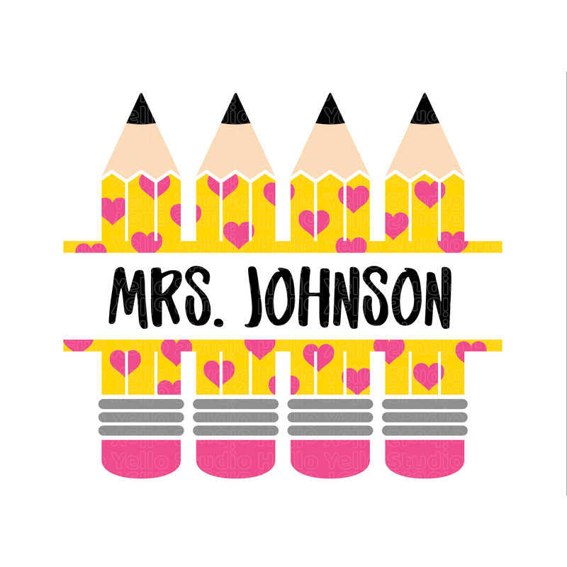 Heart Pencil Name Frame Svg, Pencil Name Frame Svg, Pencil Split Monogram Frame, Teacher Svg, School Svg, Png, Cricut,Silhouette,Glowforge 1.jpg