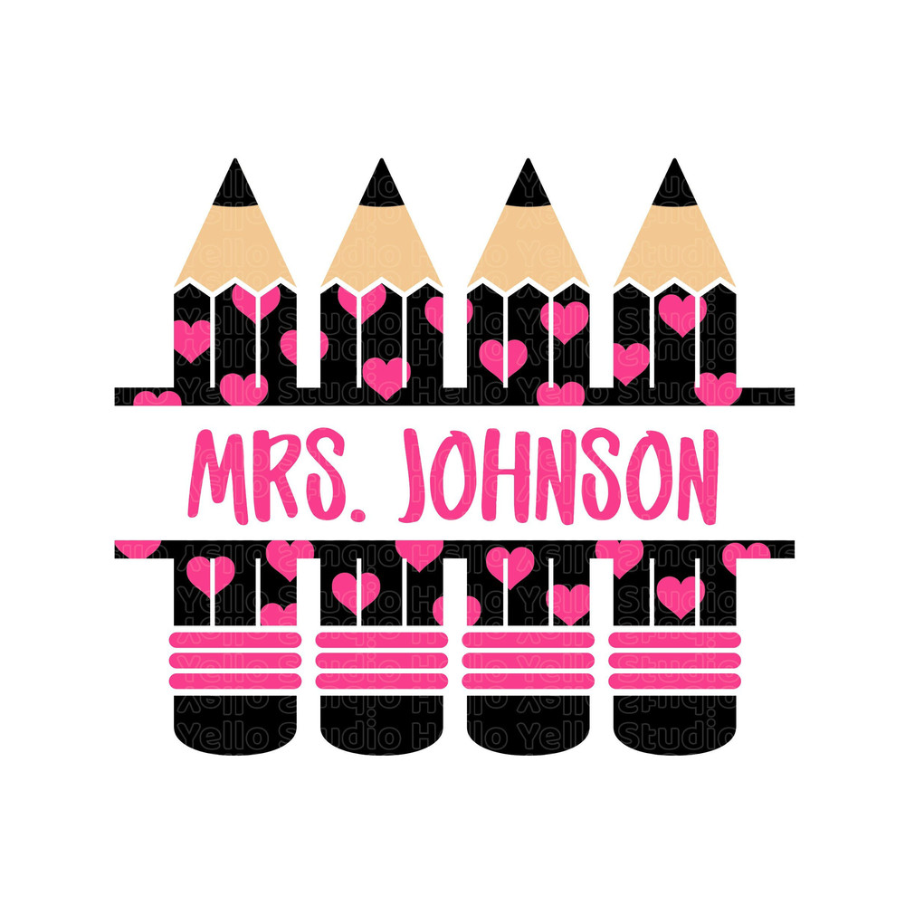 Heart Pencil Name Frame Svg, Pencil Name Frame Svg, Pencil Split Monogram Frame, Teacher Svg, School Svg, Png, Cricut,Silhouette,Glowforge.jpg