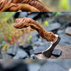 hand-forged viking axe | 18 high carbon steel blade | 5.5 razor sharp cutting edge for wood & outdoor use