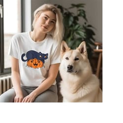 black cat shirt,black cat pumpkins shirt, halloween gift,cat mom shirt, cat shirt women, cat shirt kids,kitten shirt,fal