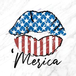 merica flag lips png, 4th of july png, 4th of july, merica