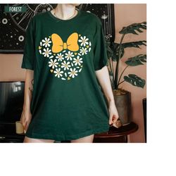 cute daisy flower head portrait retro shirt, disney mickey chamomile flowers mouse head magic kingdom disneyland trip fa