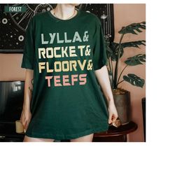 lylla teefs floor and rocket shirt, lylla rocket shirt, rocket raccoon shirt, marvel starlord shirt, guardians of the ga