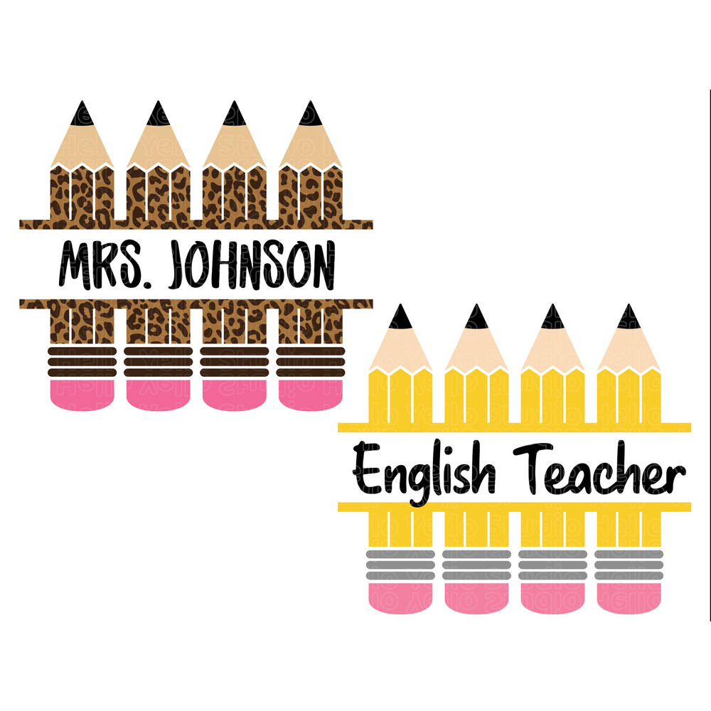 Pencil Name Frame Svg Bundle, Leopard Pencil Name Frame, Pencil Split Monogram Frame, Teacher,School Svg,Png,Dxf,Cricut,Silhouette,Glowforge.jpg