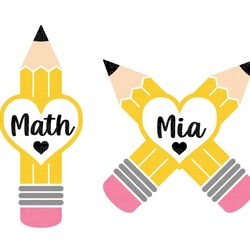 pencil name frame svg bundle, pencil svg bundle, pencil heart monogram, teacher svg