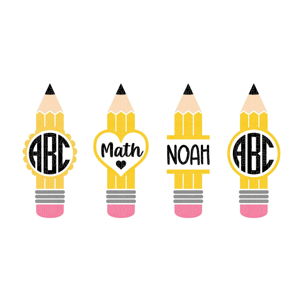 Pencil Name Frame Svg Bundle, Pencil Svg Bundle, Pencil Split Monogram, Teacher Svg, School Svg, Cut file for Cricut, Silhouette, Glowforge.jpg