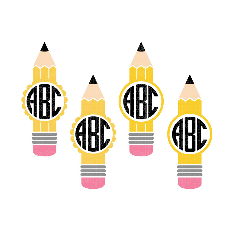 Pencil Name Frame Svg Bundle, Pencil Svg Bundle, Scalloped Circle Monogram, Teacher Svg,School Svg,Cut file for Cricut, Silhouette,Glowforge.jpg