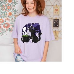 comfort colors black cat shirt,shirt halloween spooky season shirt family trip 2023,cat mom shirt, halloween black cat s