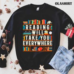 book america football reading will take you everywhere shirt - olashirt