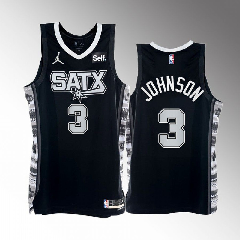 San Antonio Spurs Keldon Johnson 2022-23 Black Statement Edition Jersey.jpg