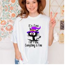 comfort color shirt,it's fine i'm fine everything is fine,funny shirt,sarcastic shirt, i'm fine,funny cat motivational s