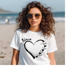 custom grandma shirt,grandma heart shirt,grand kids name shirt, gift for nana, custom grandma gift,grammy gift shirt,mim