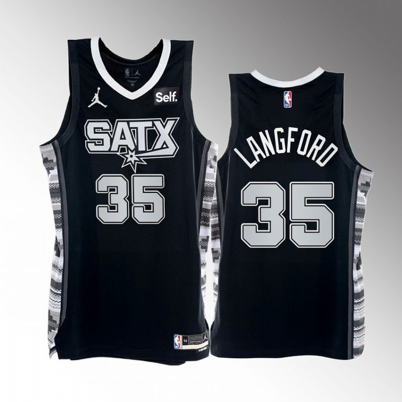 San Antonio Spurs Romeo Langford 2022-23 Black Statement Edition Jersey.jpg