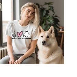 peace love halloween shirt, pumpkin shirt -peace love halloween shirt,teacher halloween shirt,halloween outfit 2023,hall