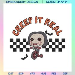 creep it real horror masked killer, horror movie killer embroidery design, fall halloween embroidery machine file, embroidery