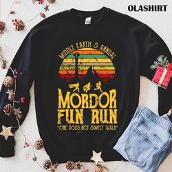 middle earths annual mordor fun run one does not simply walk into mordor t-shirt - olashirt