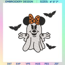 spooky cartoon mouse embroidery design, happy halloween embroidery design, fall season ghost embroidery file, creepy skeleton machine embroidery design