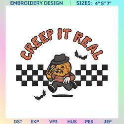 creep it real embroidery, retro halloween embroidery, horror movie embroidery, horror movie character embroidery, tis the season