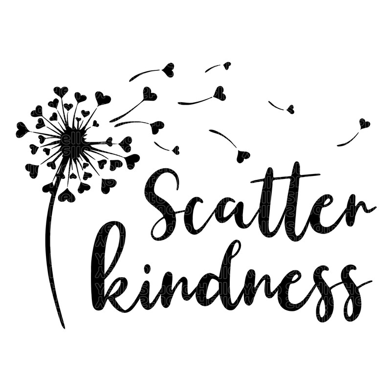 Scatter Kindness Dandelion Svg, Dandelion Svg, Heart Dandelion Svg, Dandelion Blowing Svg, Flower Svg, Png, Cut files for Cricut, Silhouette.jpg