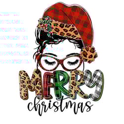 messy bun merry christmas png, christmas png, mom christmas png, mama leopard, mama claus, santa png, mom life png