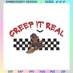 creep it real embroidery, halloween embroidery designs, spooky retro embroidery, retro halloween