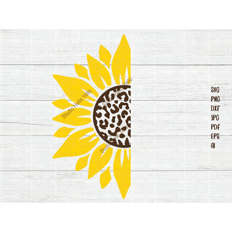 Sunflower SVG, Half Sunflower Svg, Leopard Sunflower Svg, Flower Svg, Digital Download,Clipart,Svg,Png,Dxf,Cricut,Silhouette,Glowforge files.jpg