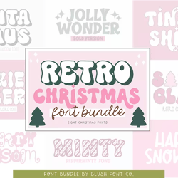 Retro Christmas Font Bundle, christmas fonts, font bundle, cricut, fun christmas fonts, cute christmas fonts, boho chris