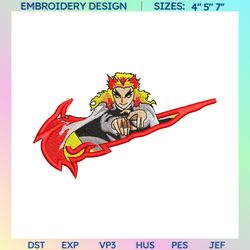inspired anime embroidered sweatshirt, nike x rengoku embroidered sweatshirt, brand anime embroidered hoodie, inspired anime embroidered crewneck, anime embroidered gift