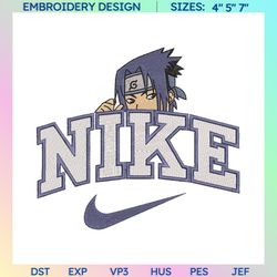 inspired anime embroidered sweatshirt, nike x sasuke naruto embroidered sweatshirt, brand anime embroidered hoodie, inspired anime embroidered crewneck, anime embroidered gift